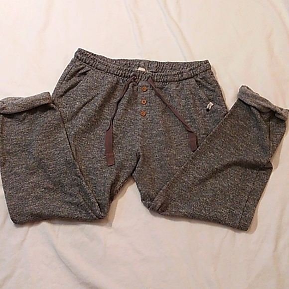 ROXY BUTTON FRONT ROLLED CUFF HEATHER GRAY COMFY PANTS - Picture 4 of 6